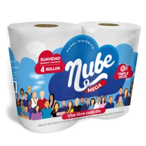 Papel higiénico. Nube Mega rollo 4 rollos